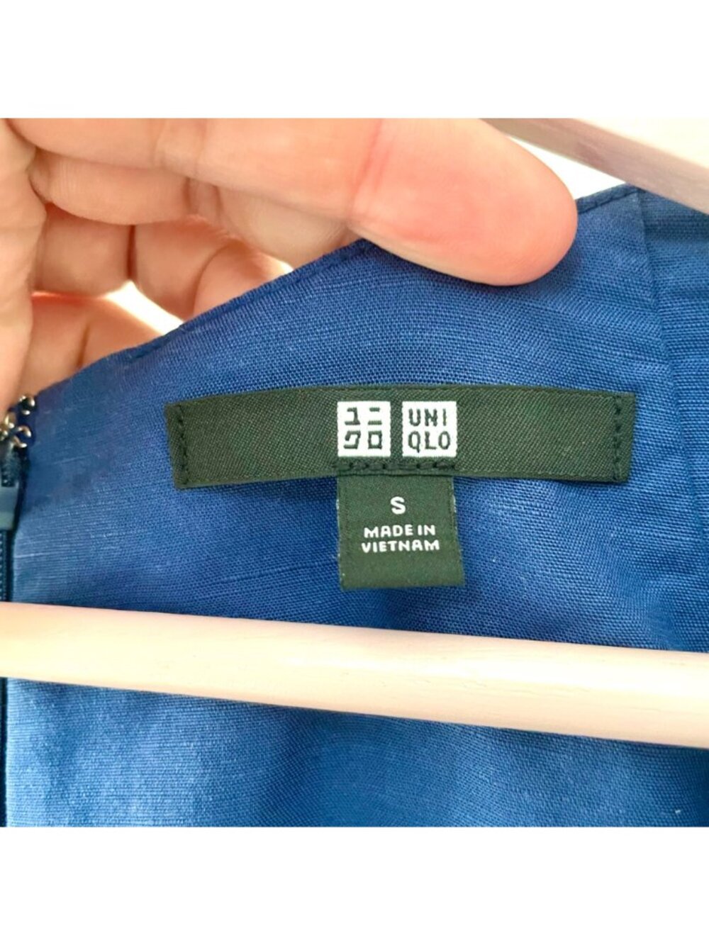 Uniqlo Linen Blend Square Neck Short Sleeve Dress Size S Blue - Picture 3 of 6